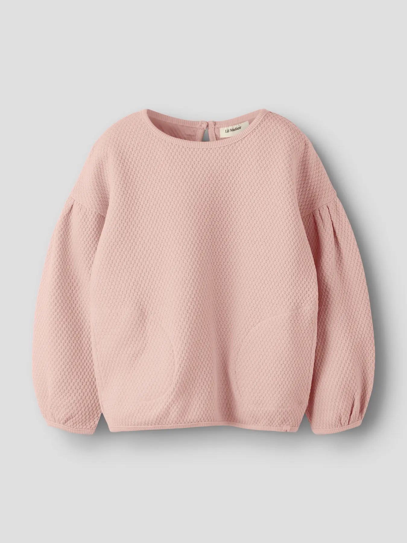 Våfflad sweatshirt, ljusrosa