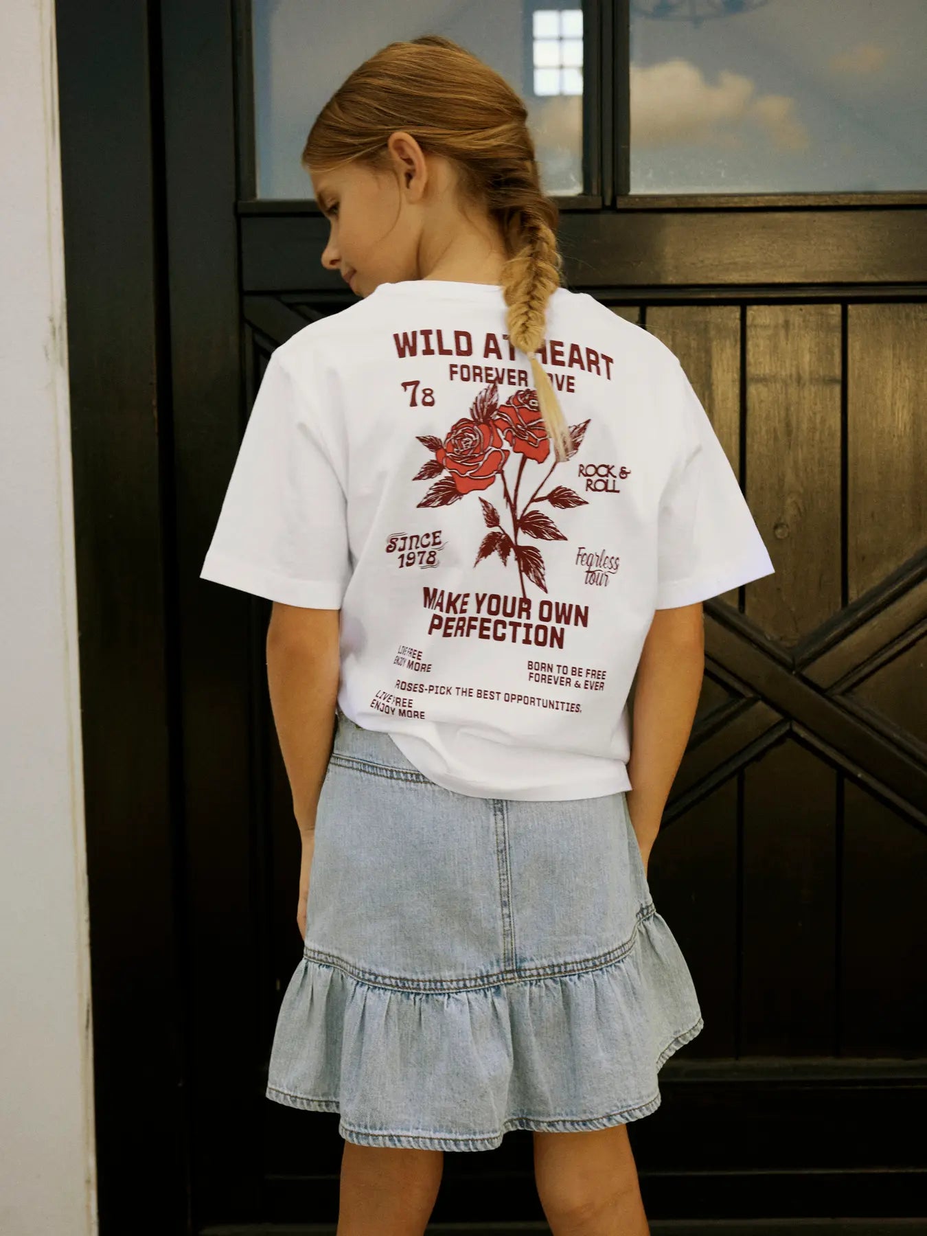 T-shirt med backprint röd