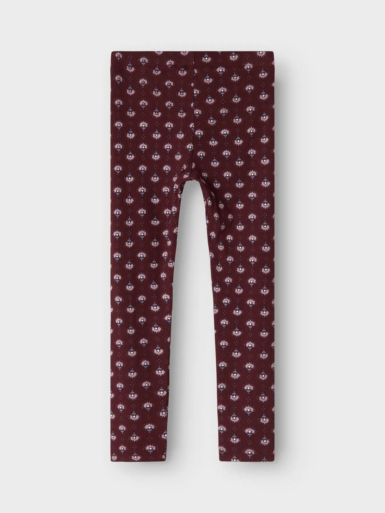 Leggings med blommor, vinröda