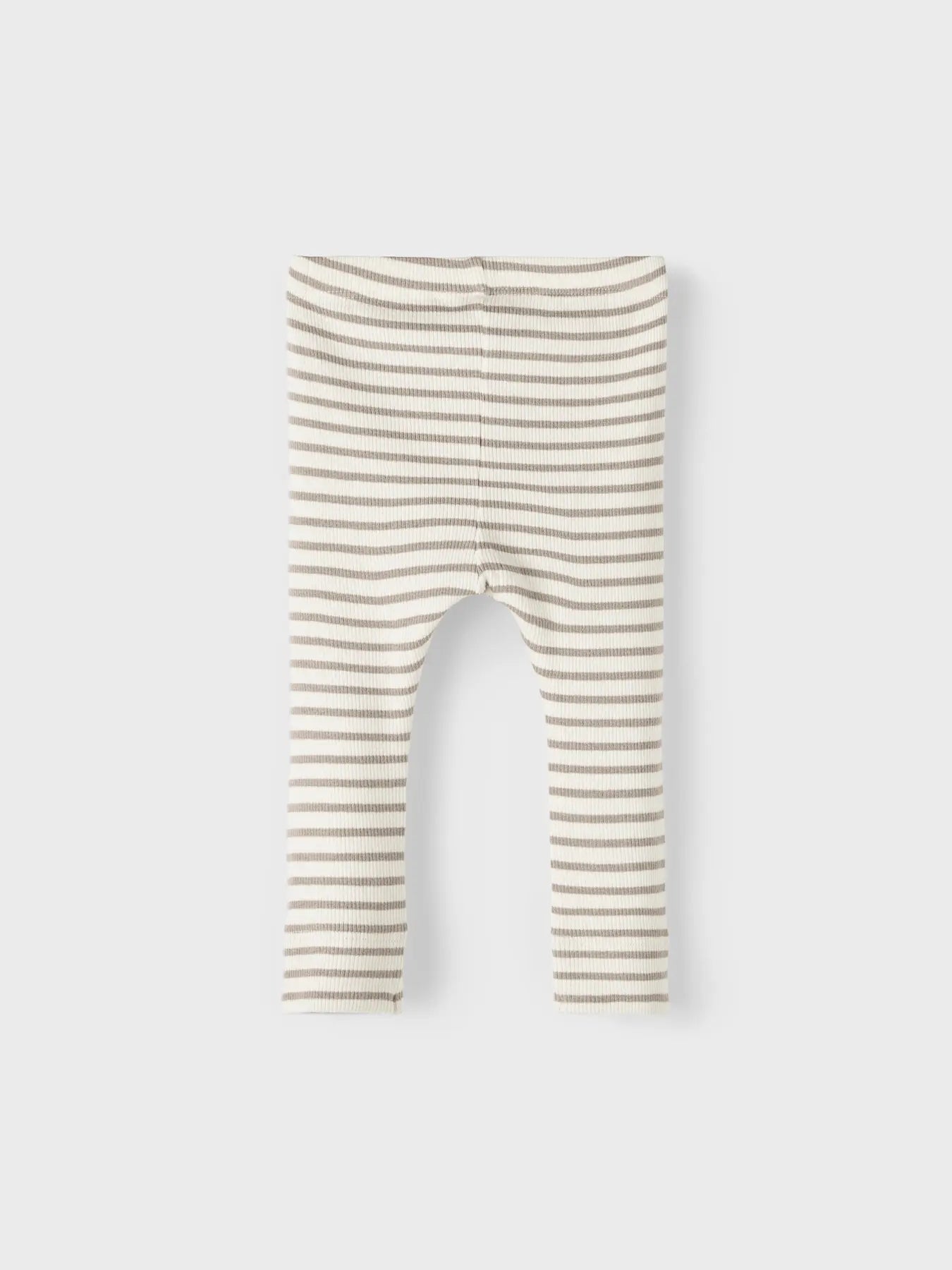 Ribbade randiga leggings, vit/beige