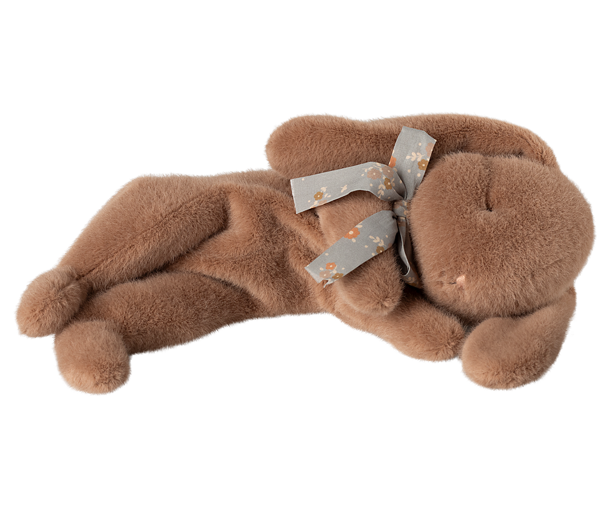 Sleeping bunny plush, small soft brown