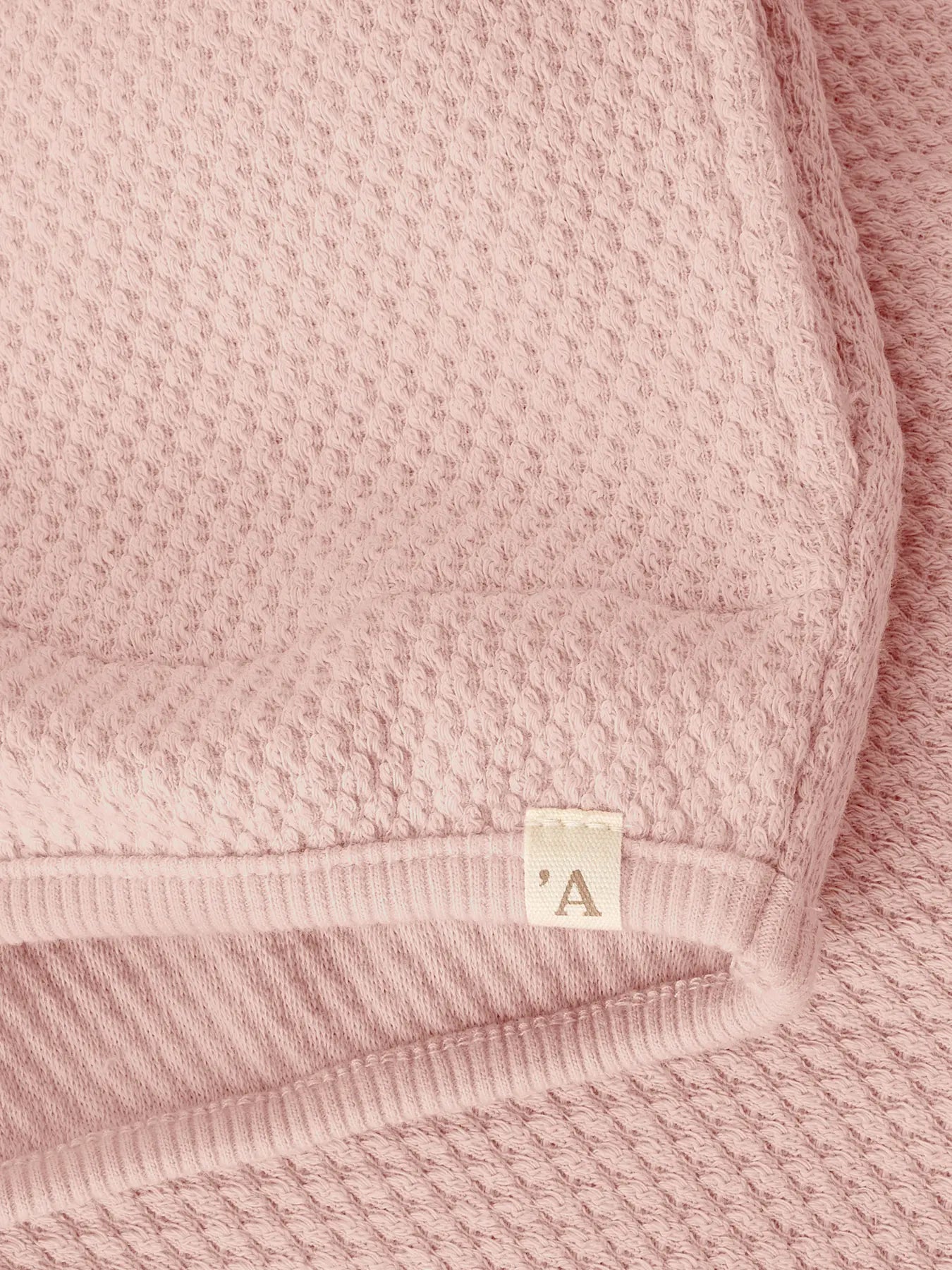 Våfflad sweatshirt, ljusrosa