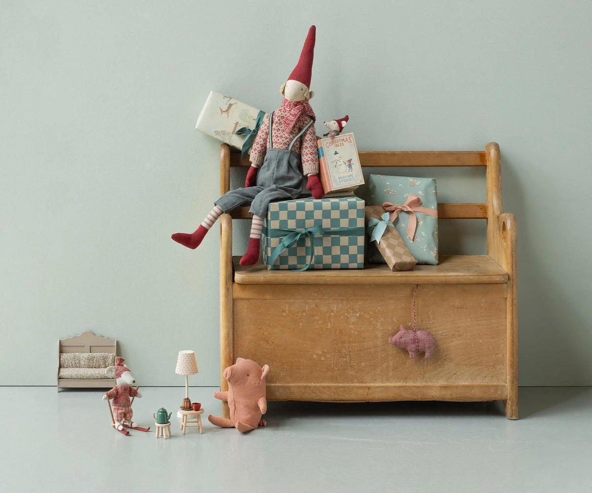 Christmas mouse, baby in book