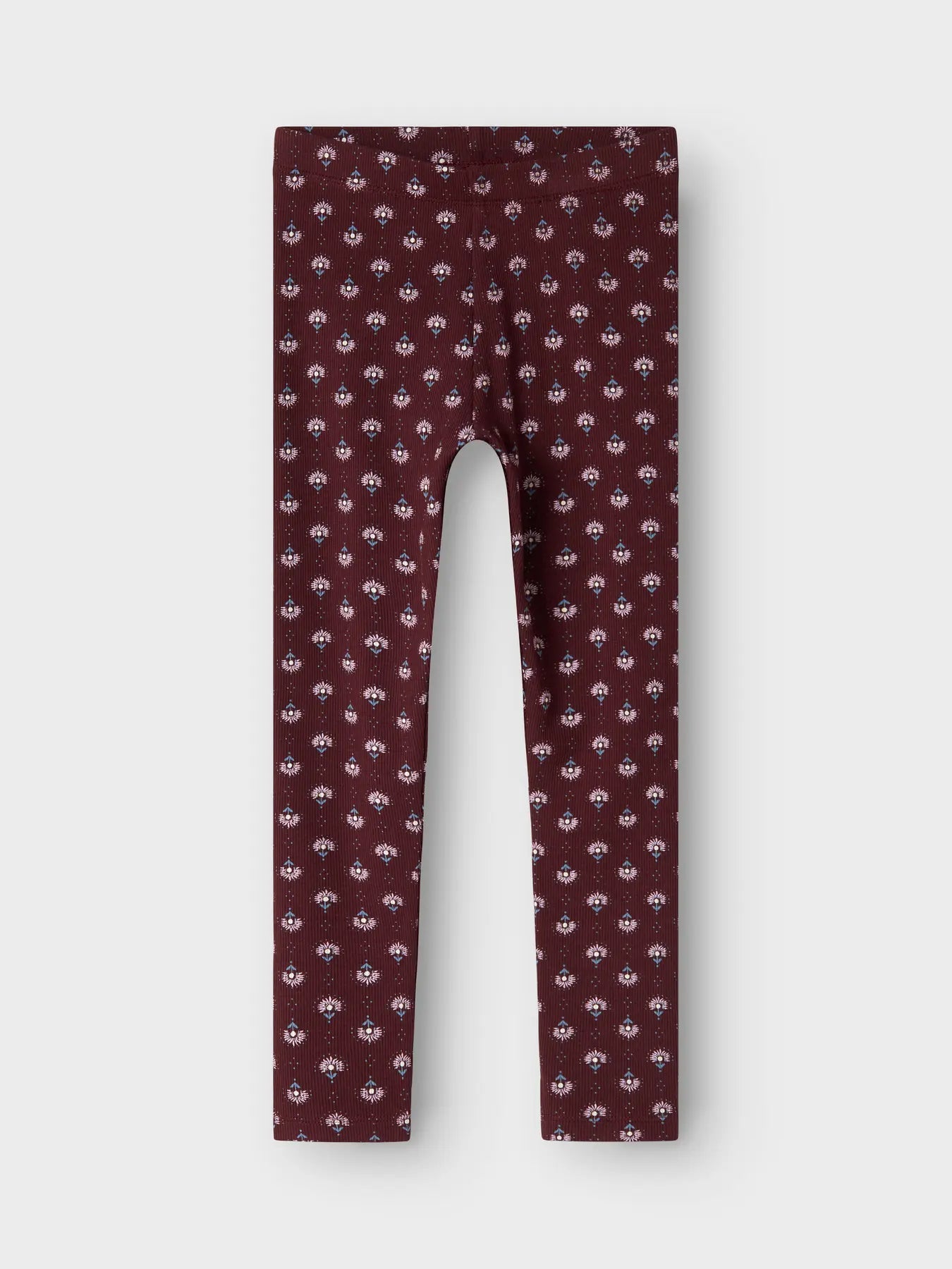 Leggings med blommor, vinröda