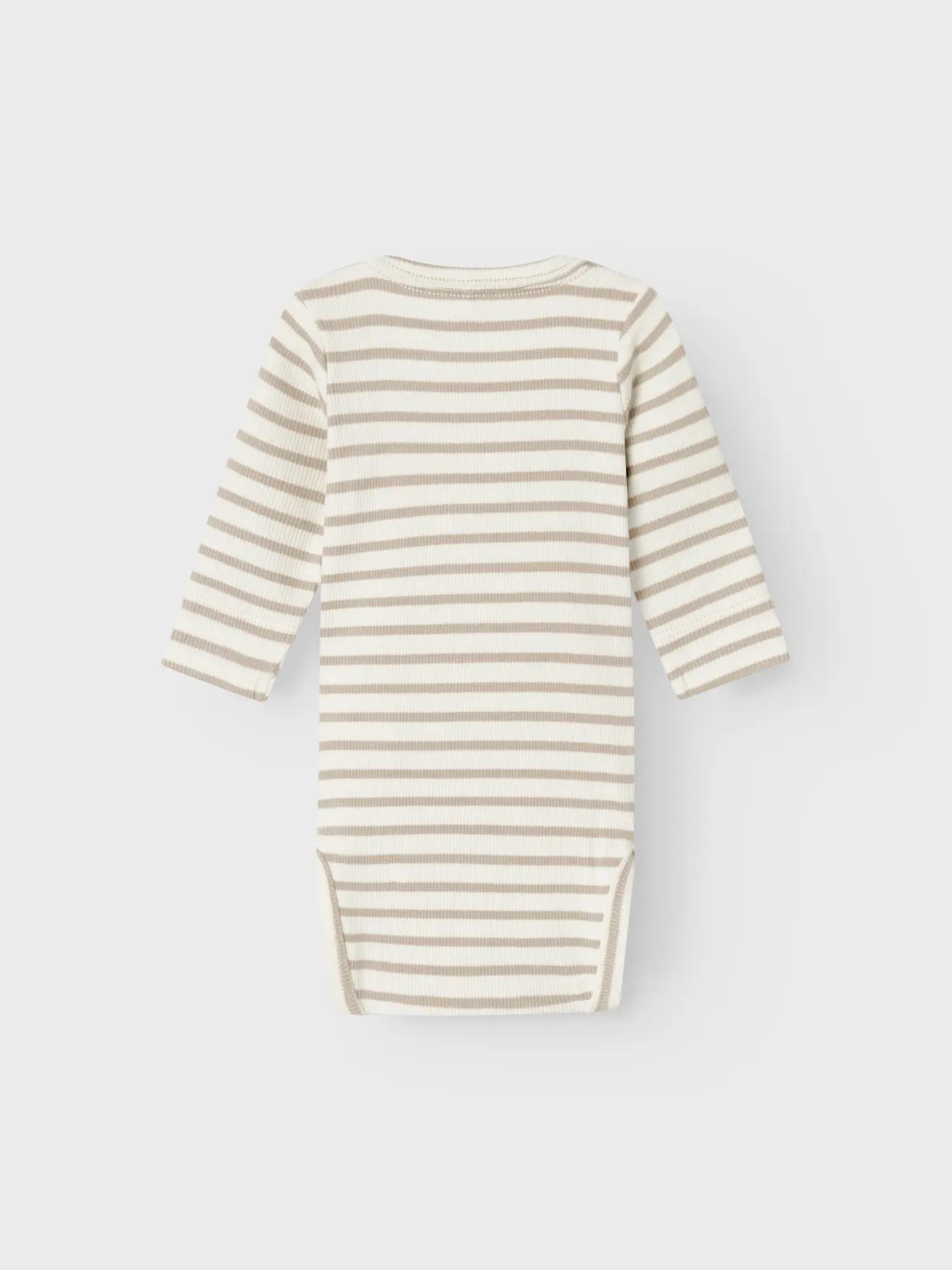 Ribbad randig body, vit/beige