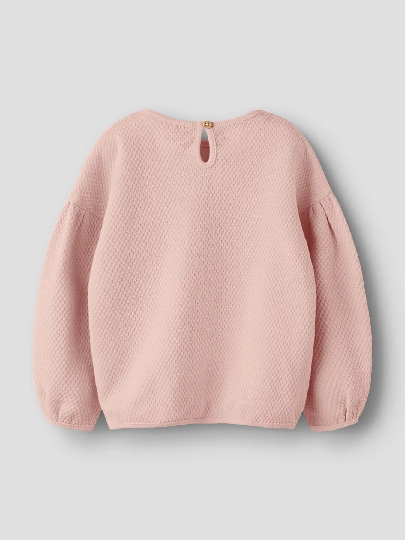 Våfflad sweatshirt, ljusrosa