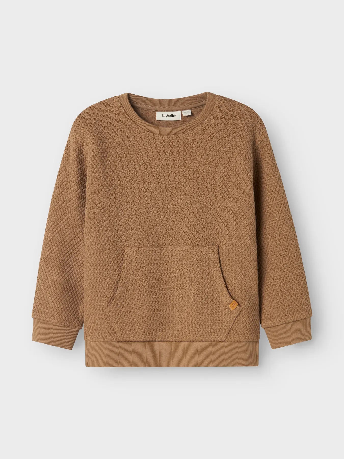 Våfflad sweatshirt, brun