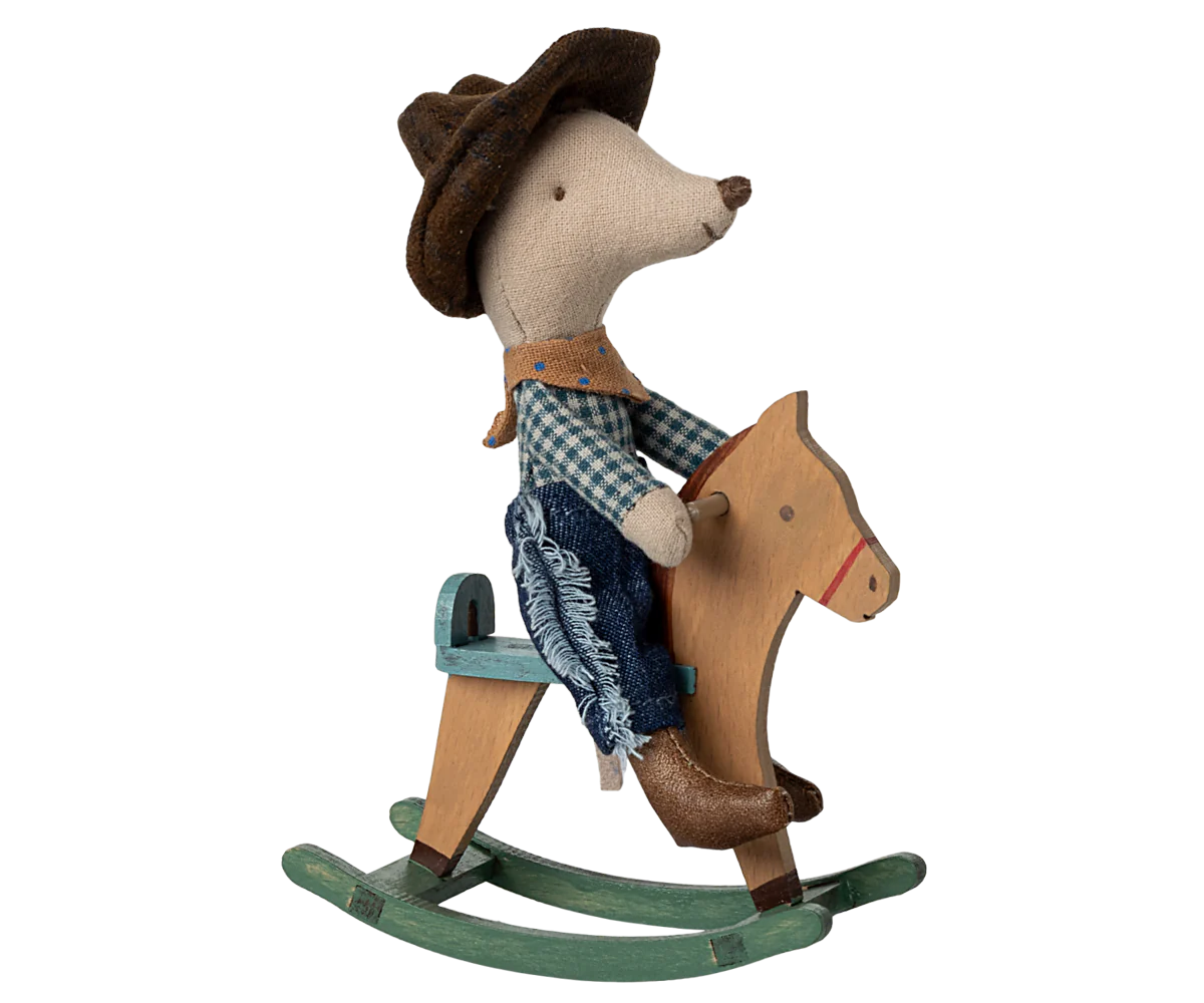 Cowboy mouse on rocking horse