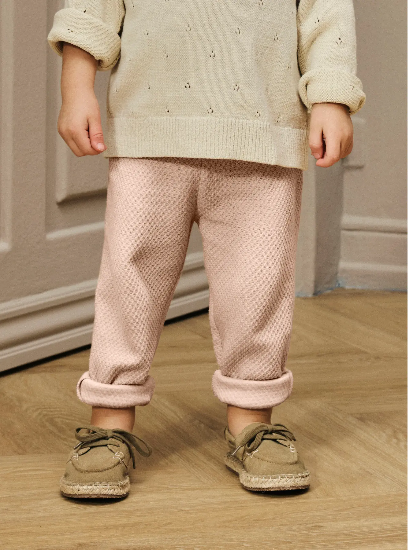 Våfflade Sweatpants, ljusrosa