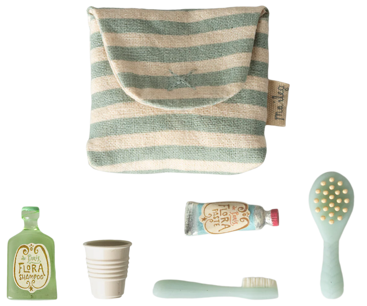 Toothbrush set in bag, mouse, blue stripe