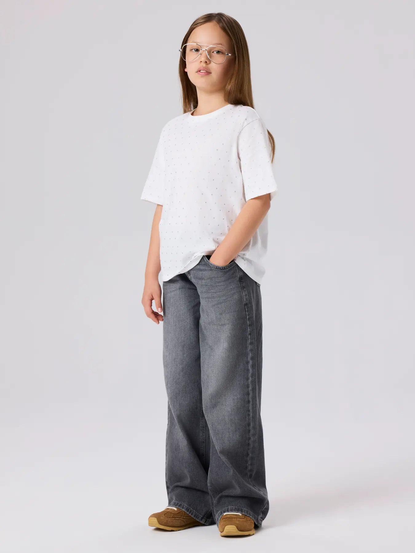 T-shirt med glitter vit