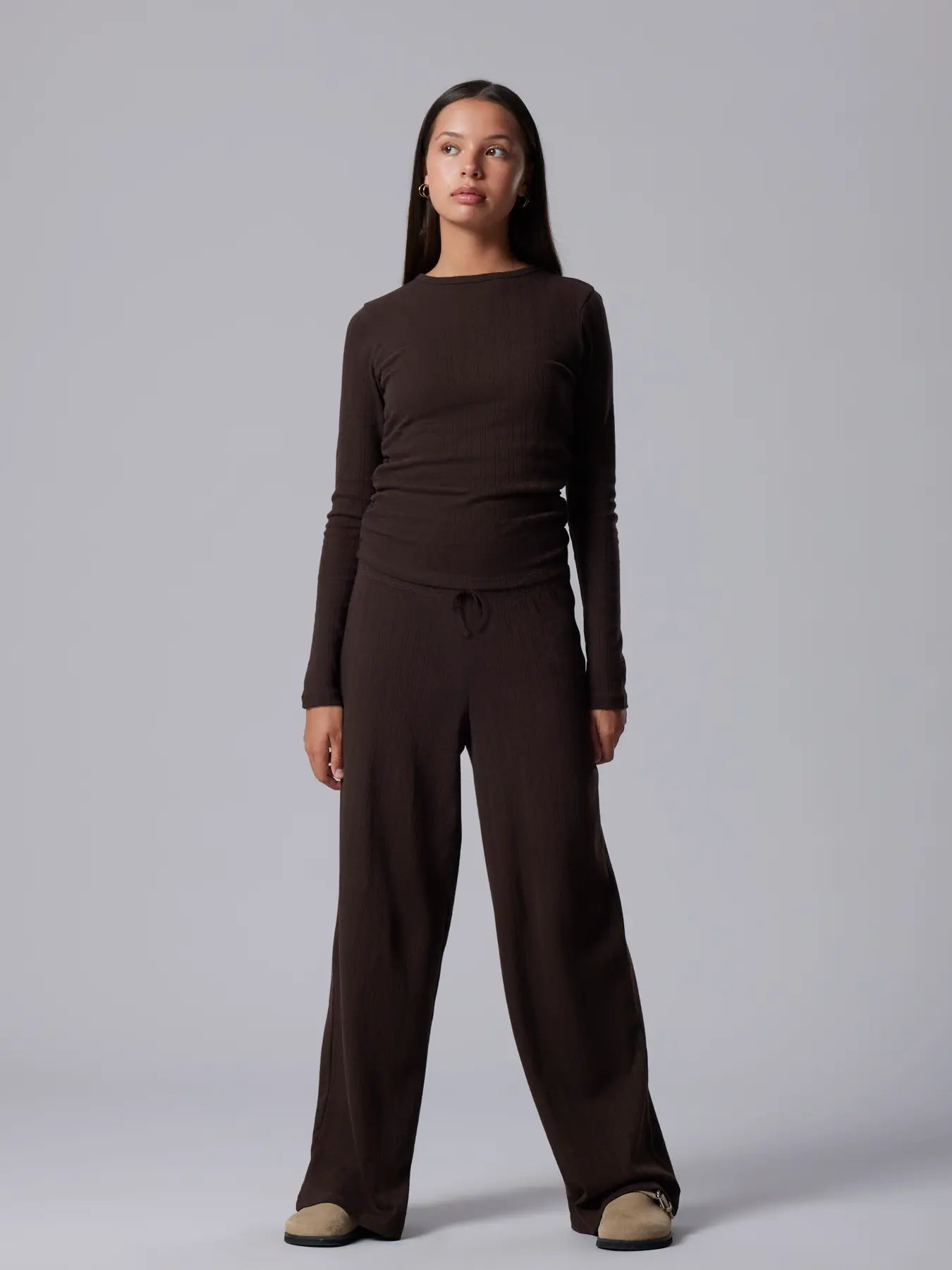Wide pant Leedle, brun