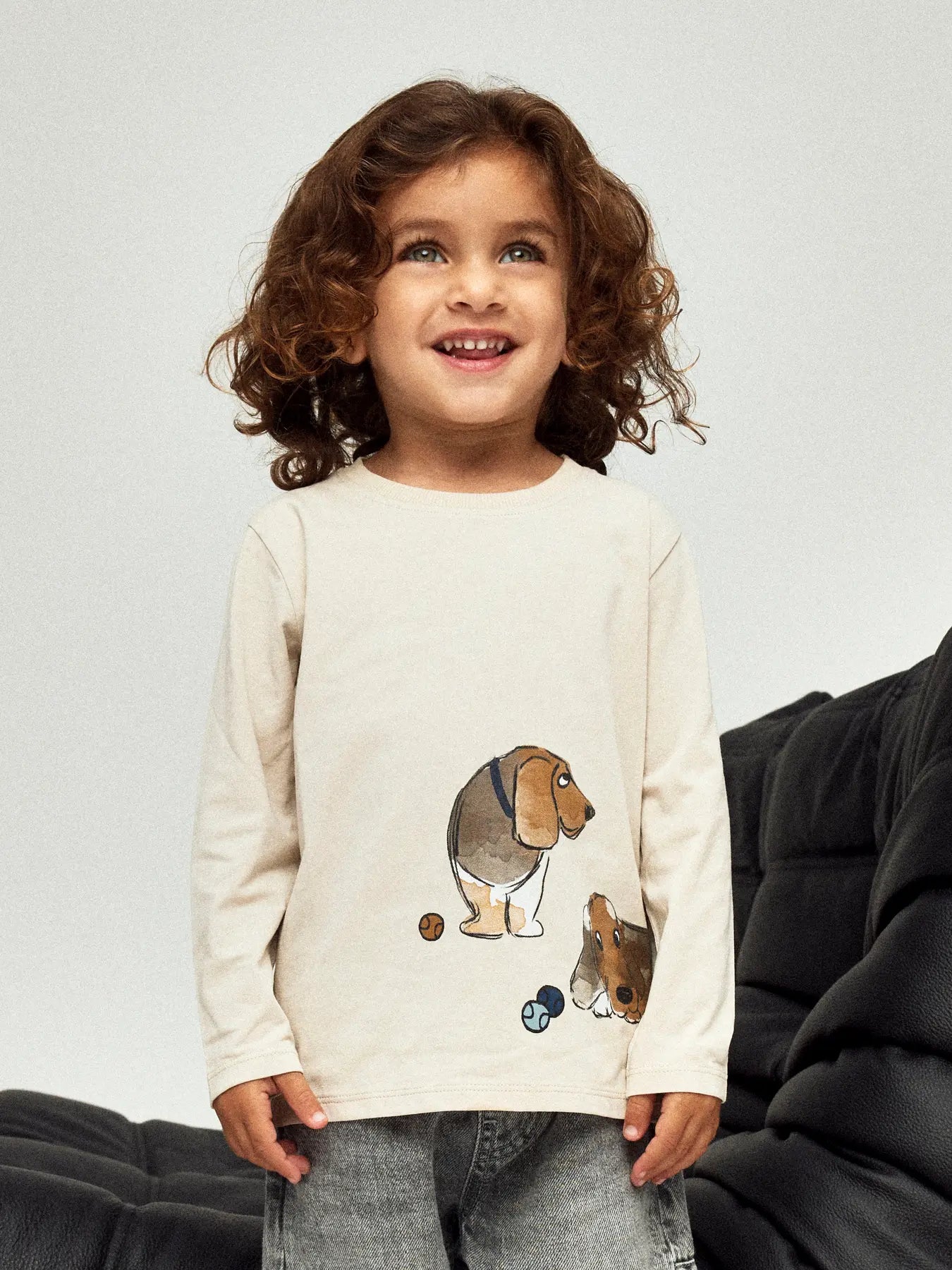 Långärmad T-shirt med hundar