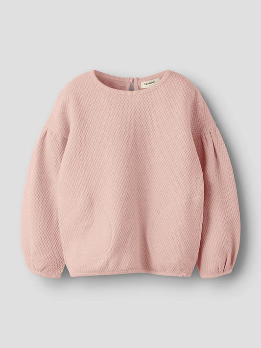 Våfflad sweatshirt, ljusrosa