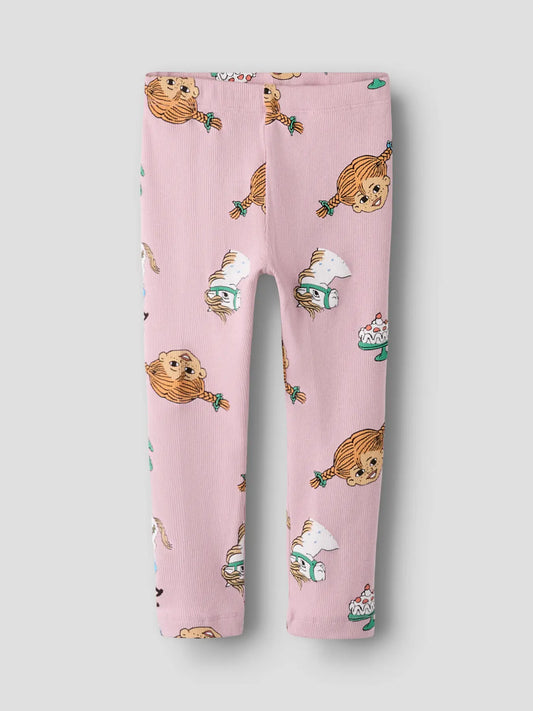 Leggings med Pippi Långstrump, ljuslila