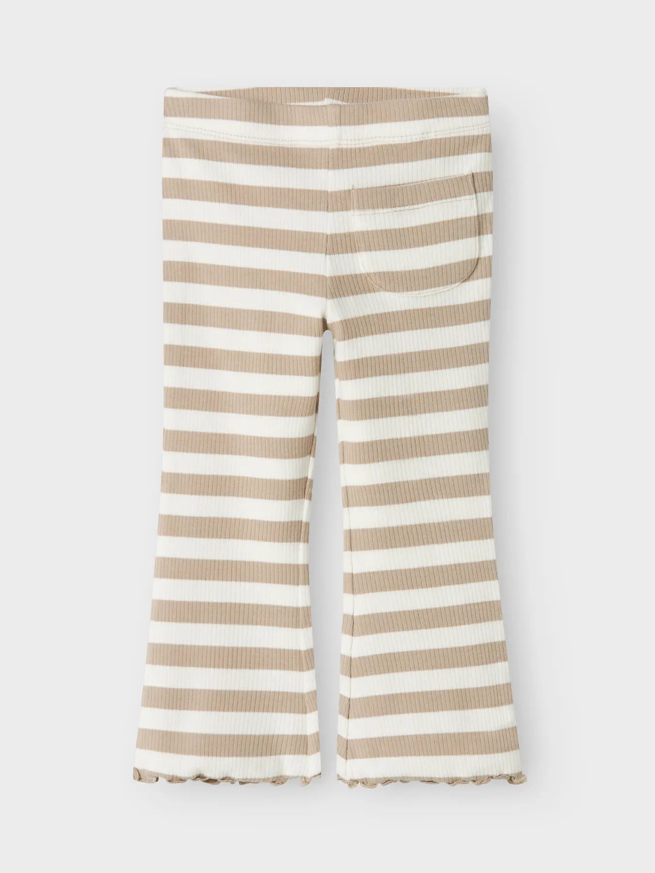 Utsvängd randig byxa, beige