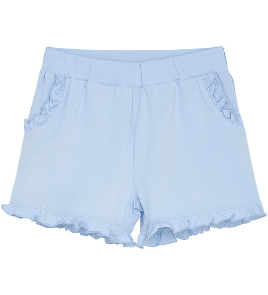Blå shorts med volang