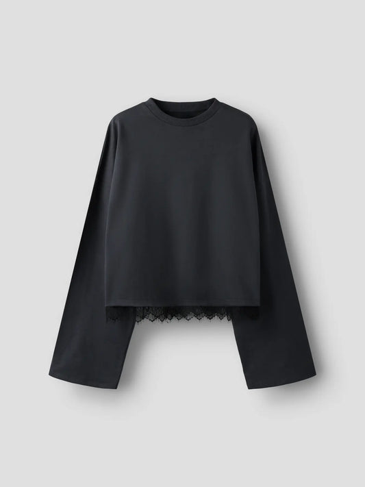 Bella långärmad topp, black oyster