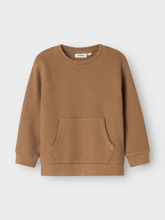 Våfflad sweatshirt, brun