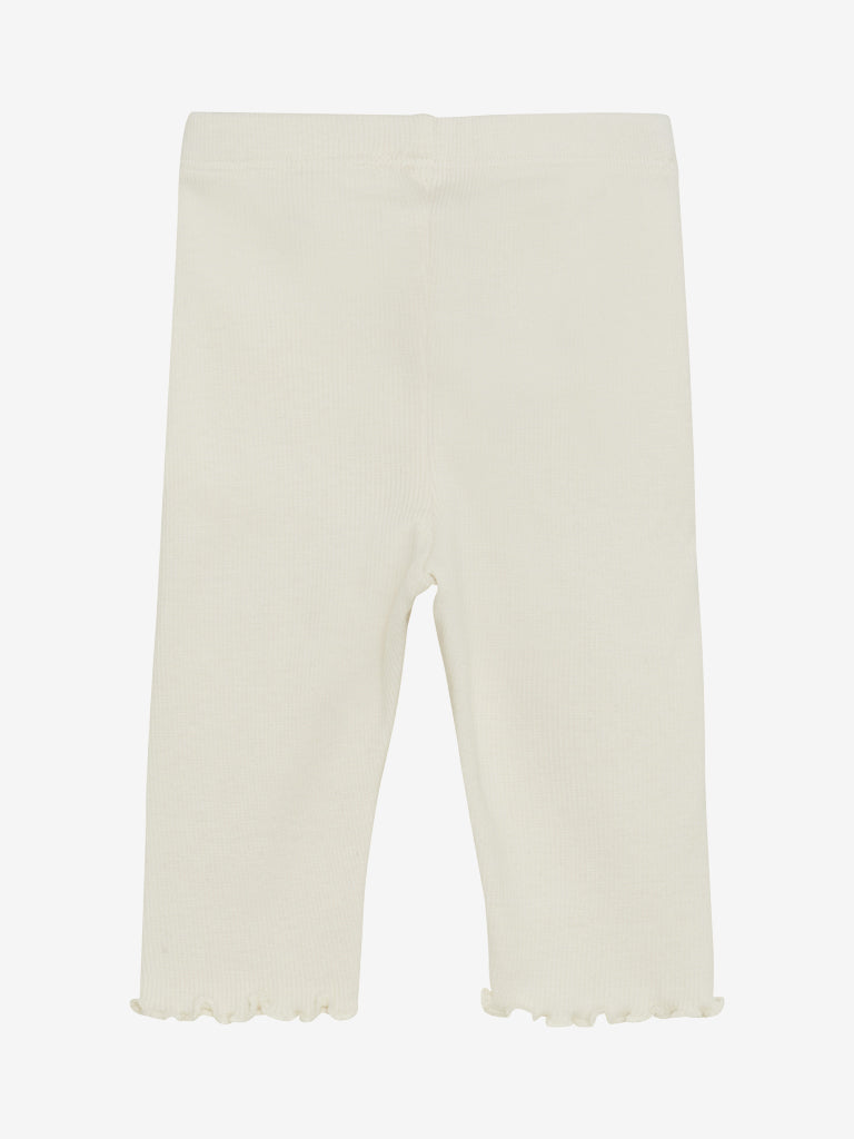 Ribbade vita leggings i tencel