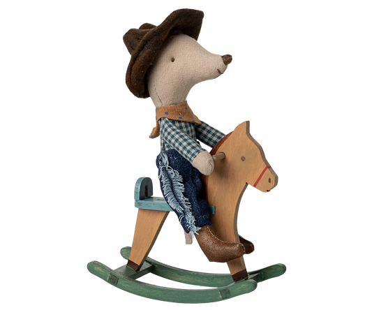 Cowboy mouse on rocking horse
