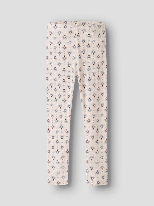 Leggings med blommor, beige