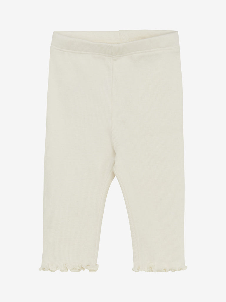 Ribbade vita leggings i tencel