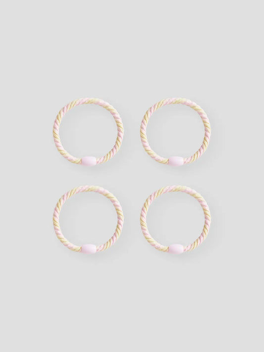 4-pack hårsnoddar Jolena, rosa/gul