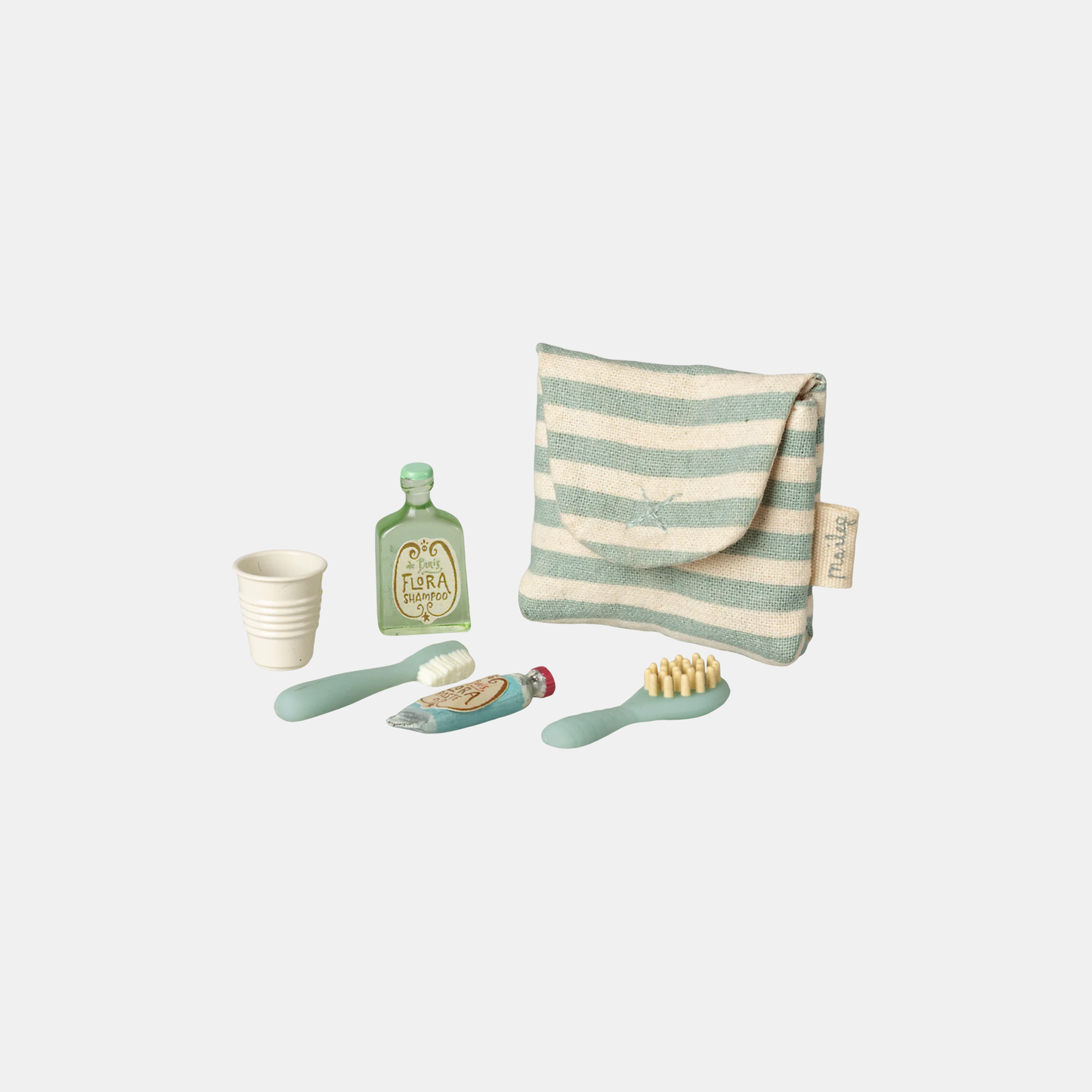 Toothbrush set in bag, mouse, blue stripe