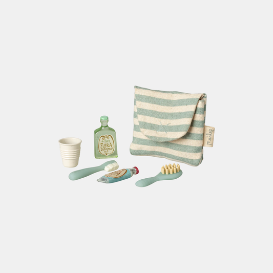 Toothbrush set in bag, mouse, blue stripe
