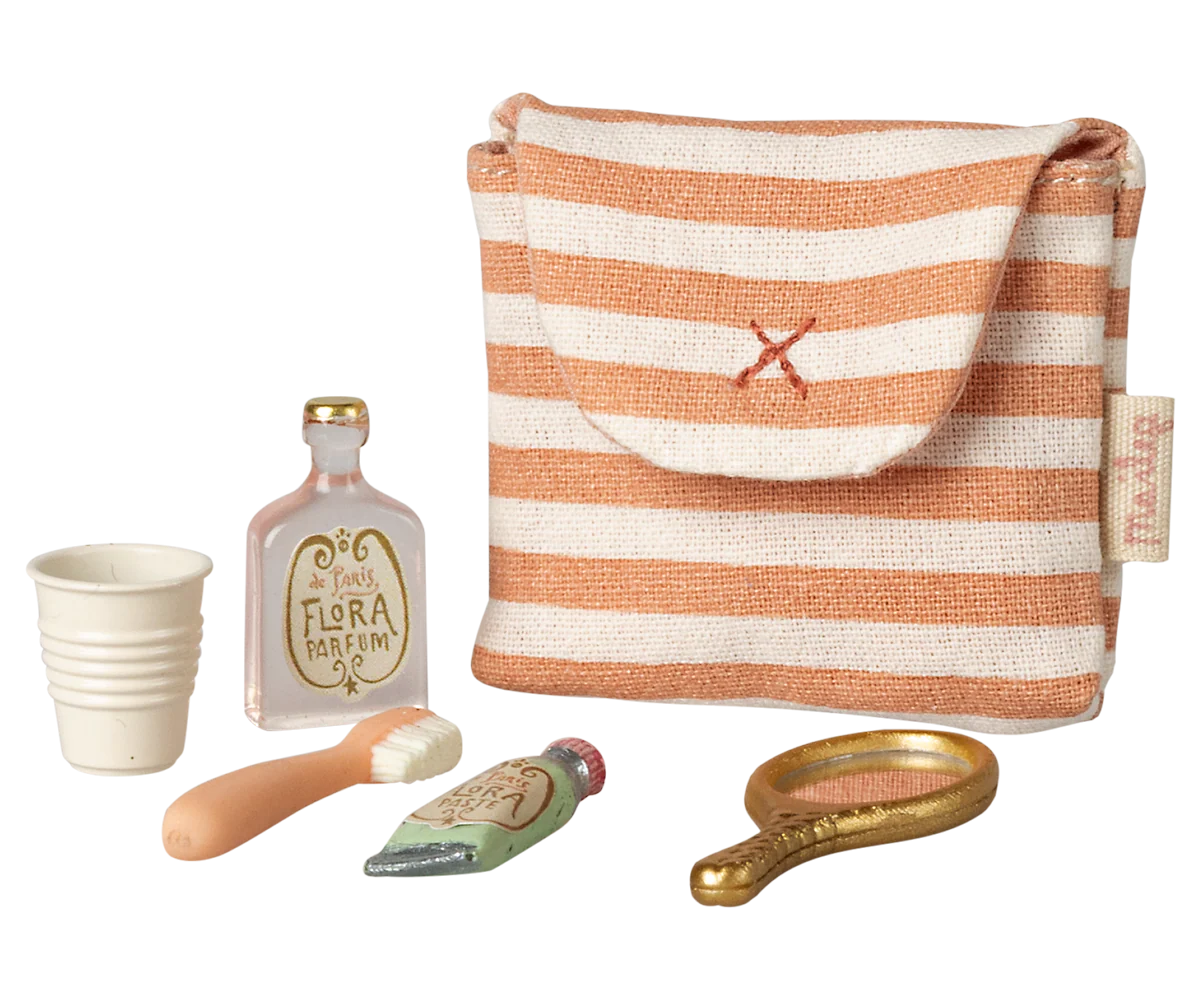 Toothbrush set in bag, mouse, coral stripe