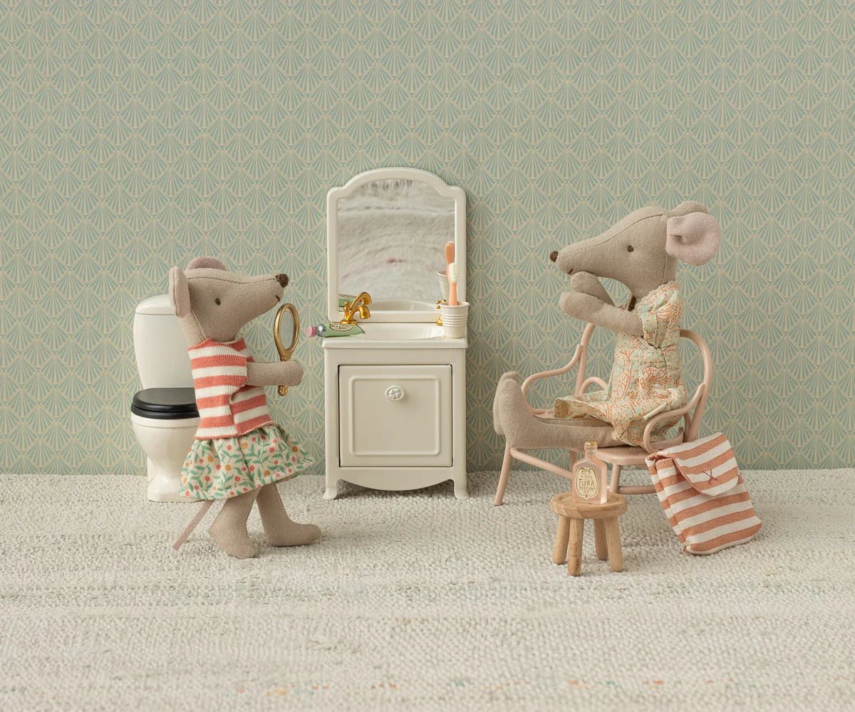 Toothbrush set in bag, mouse, coral stripe