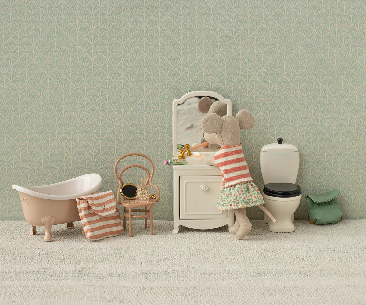 Toothbrush set in bag, mouse, coral stripe
