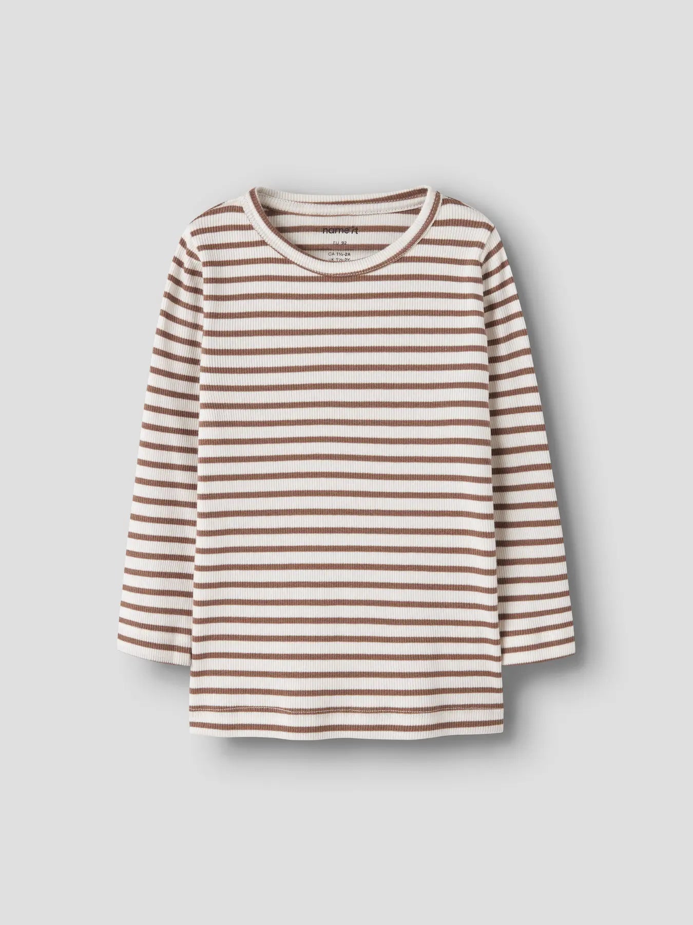 Ribbad långärmad tröja - toasted coconut