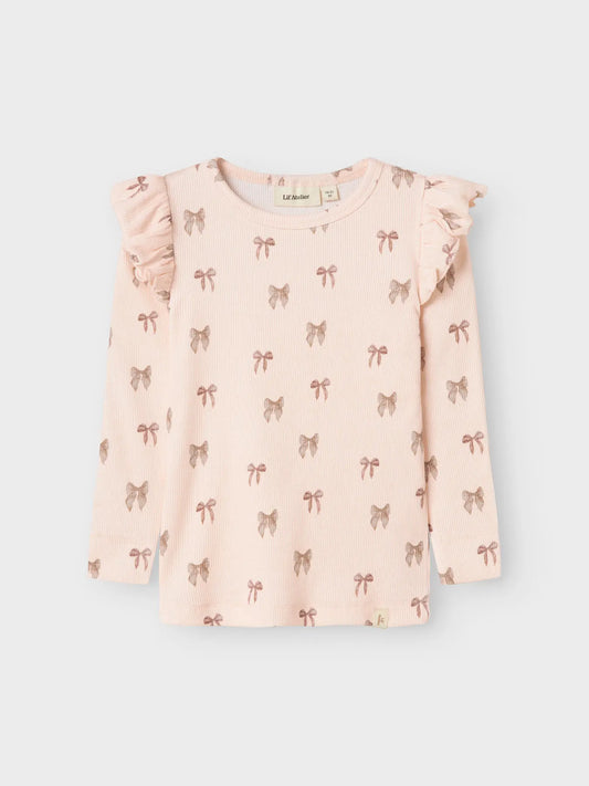 Långärmad tröja med rosetter, rosa