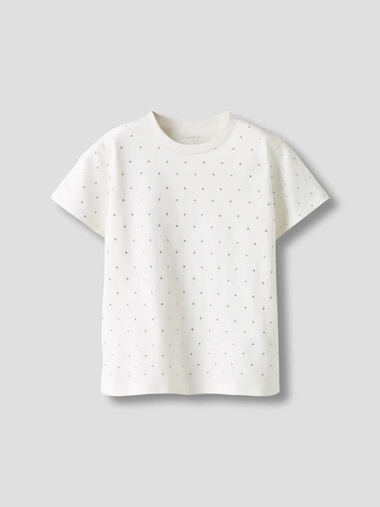 T-shirt med glitter vit