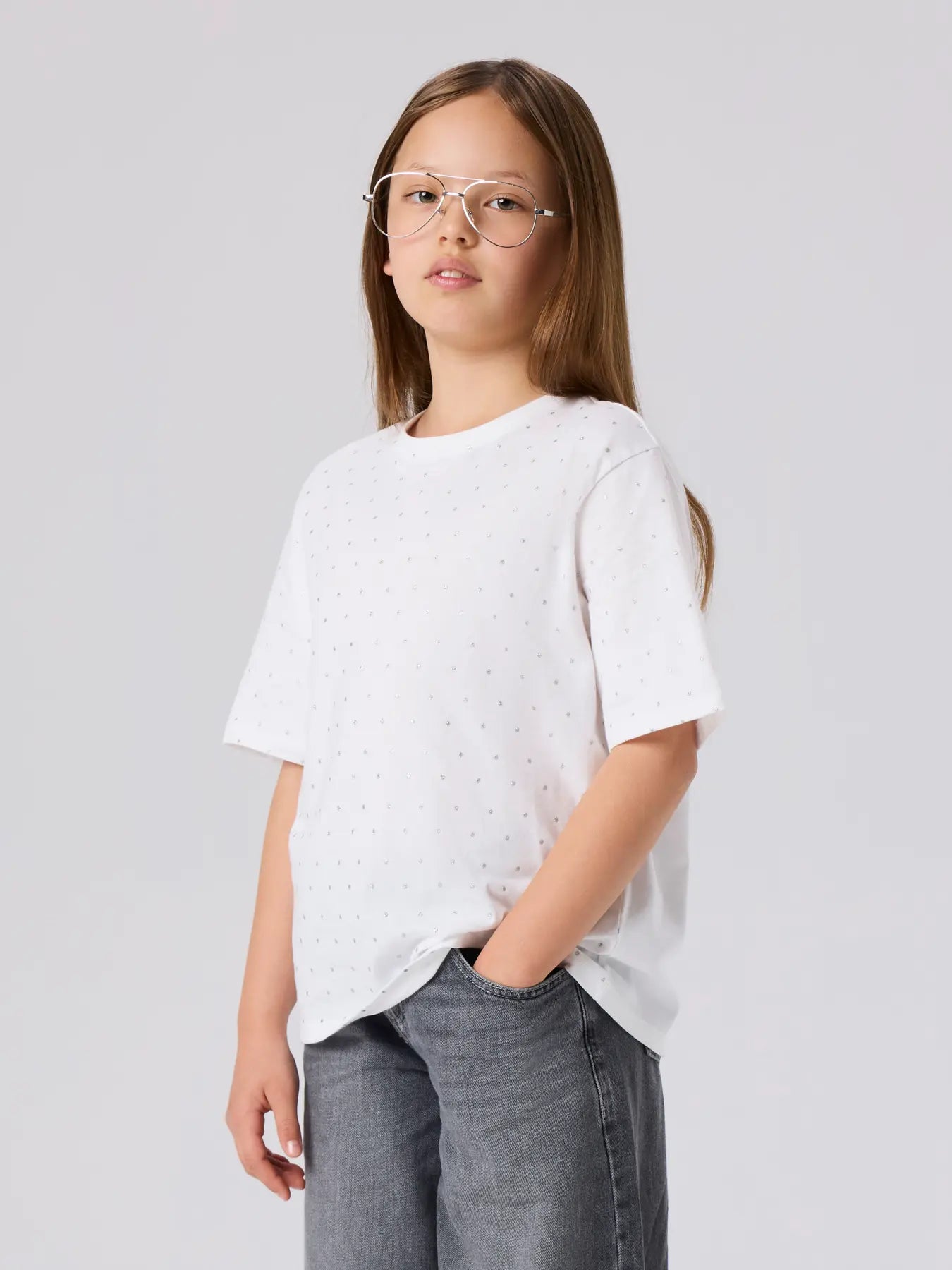 T-shirt med glitter vit