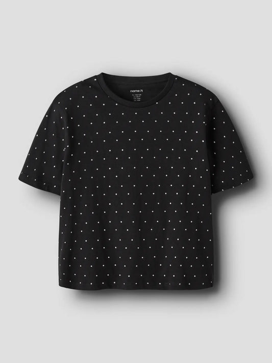 T-shirt med glitter svart