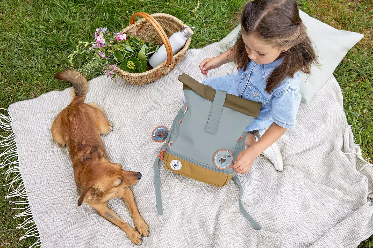 Ryggsäck mini rolltop Nature light blue