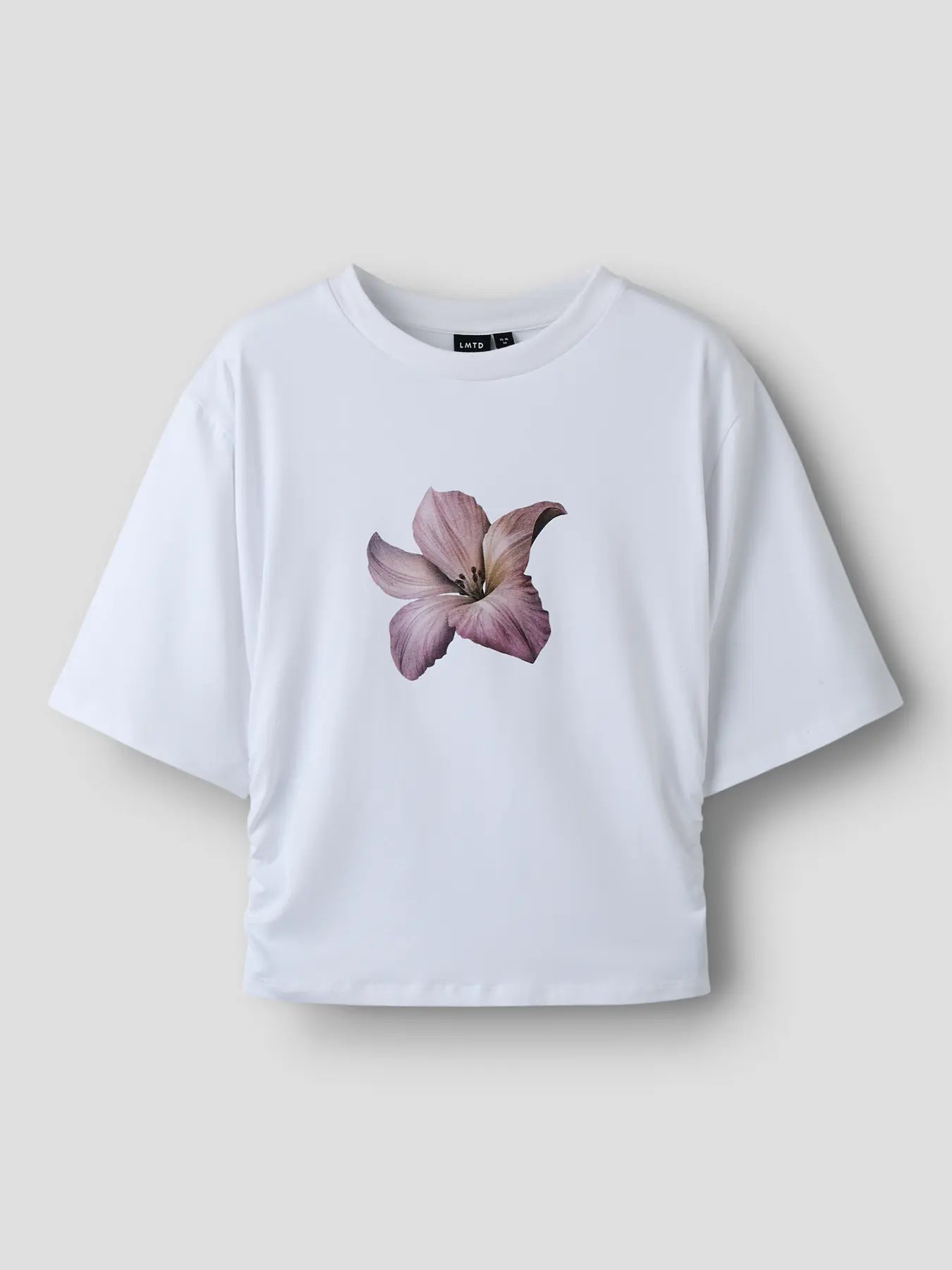 Topp med rynk i sidan och blomprint