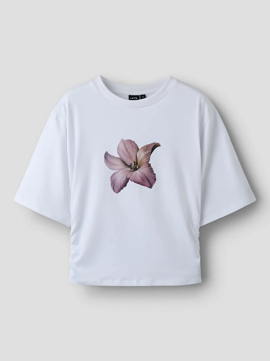 Topp med rynk i sidan och blomprint