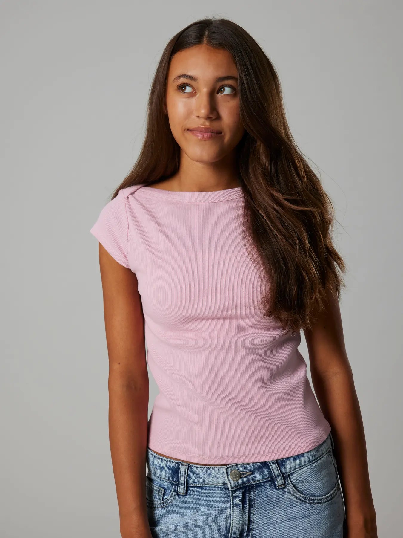 Kortärmad Topp Envo med båtringning, rosa