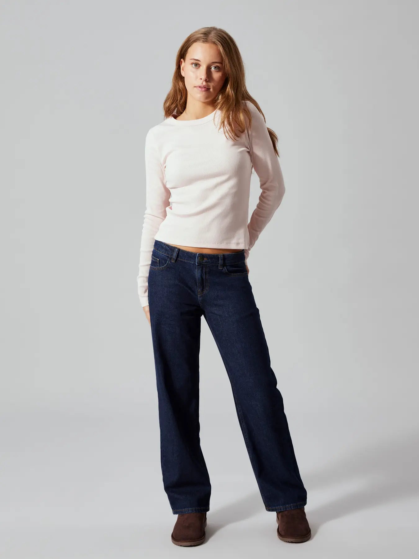 Ribbad långärmad tröja