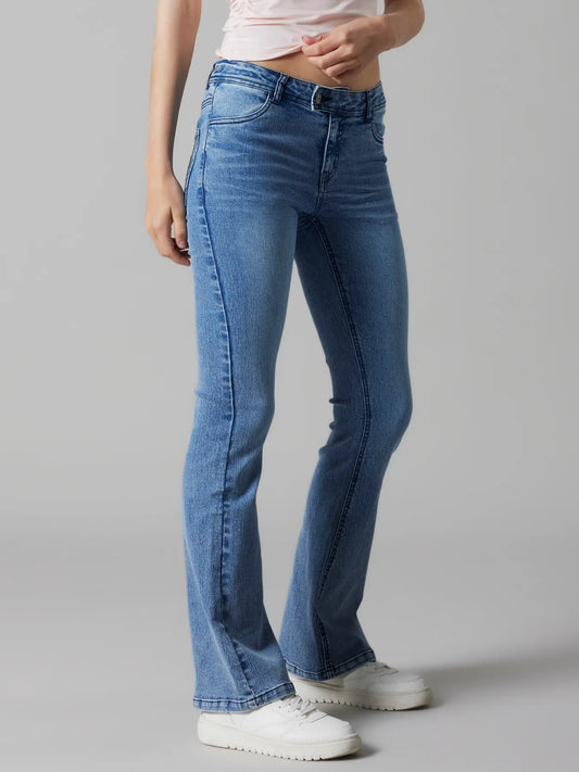 Jeans med hjärtan på bakfickorna, low waist, Bootcut