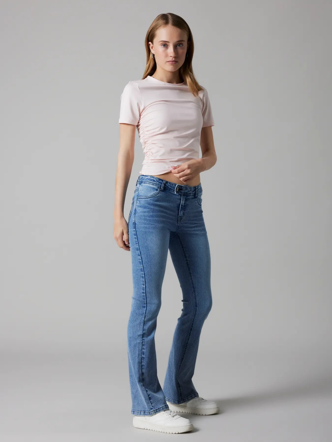Jeans med hjärtan på bakfickorna, low waist, Bootcut