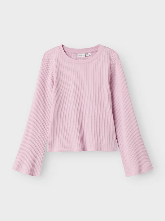 Rosa tröja med utsvängd ärm