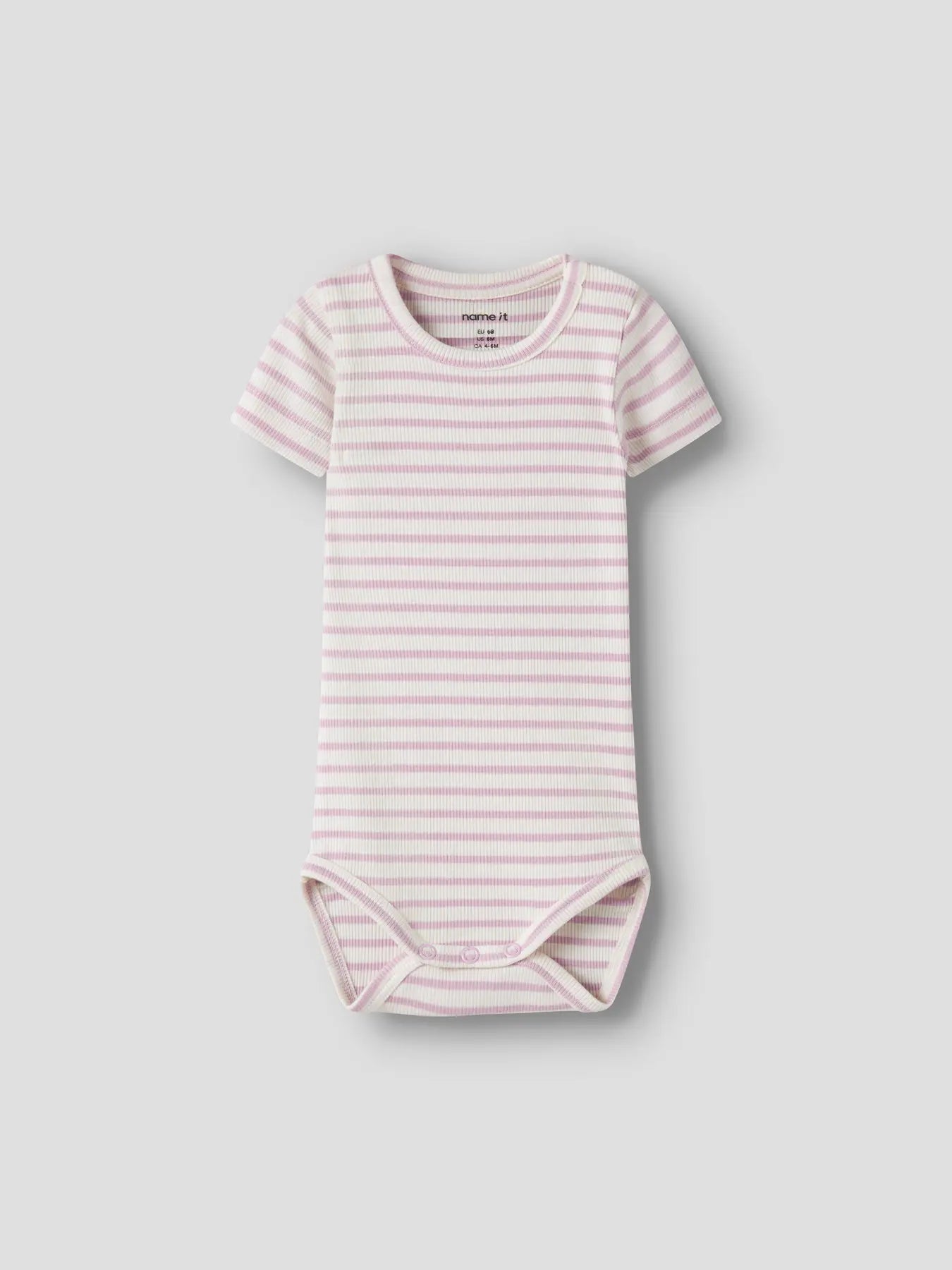 Kortärmad body Bani, vit/ljuslila