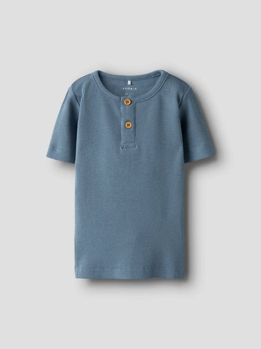 T-shirt med knappar blå