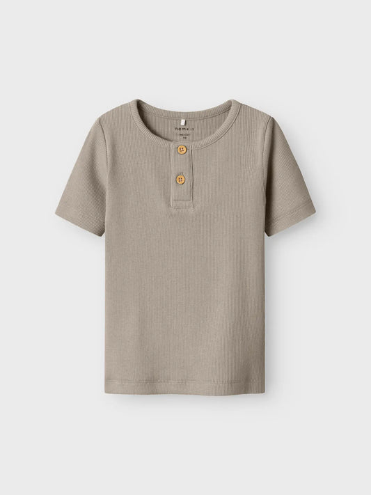 T-shirt med knappar beige