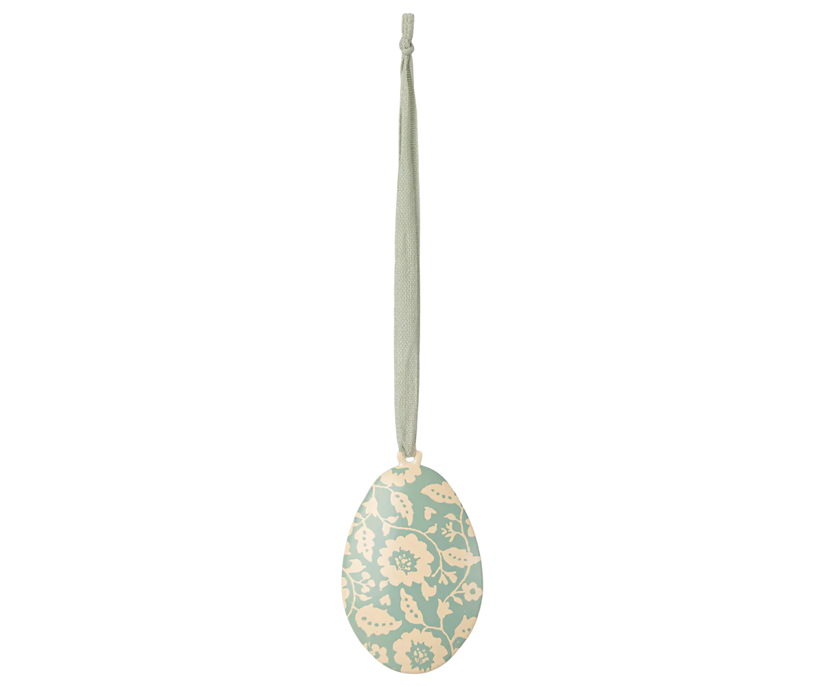 Metallhänge ägg - flowers mint